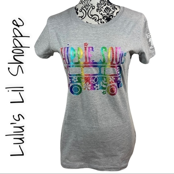 “hippie Soul” Van Heather Gray & Rainbow Colored  Fitted Tee - Picture 1 of 10